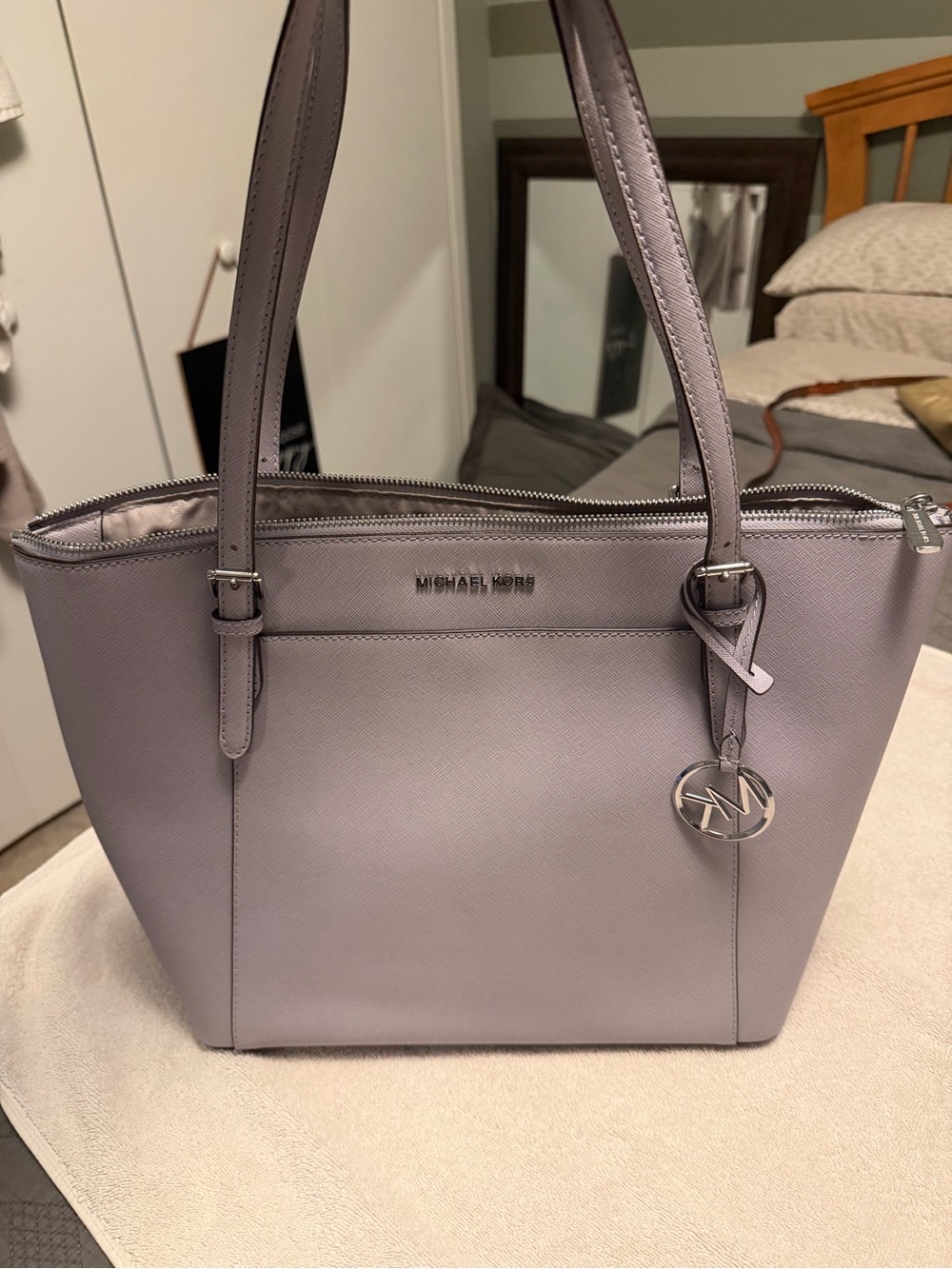 Michael Kors Lavender Saffiano Leather Tote with MK Charm